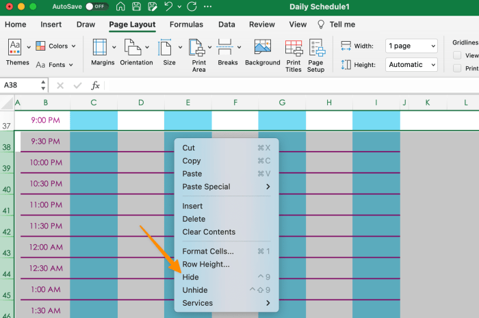 Aplikasi jadwal pelajaran excel